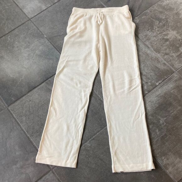 Gentle Herd 100% cashmere Ivory white drawstring straight pants pockets size 3XL - Picture 2 of 7